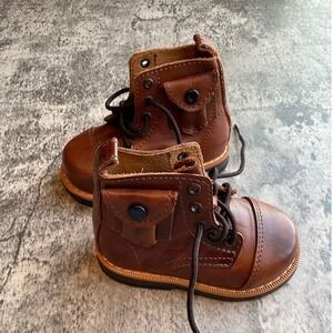 Mikoleon Classic Heirloom Kids Toddler Sz 20 (5US) Brown Leather Lace Up Boots